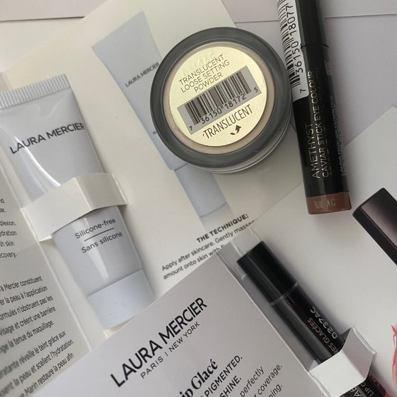 Laura Mercier Pure Canvas Primer, Lip Glace, Caviar Stick, Setting Powder w Bag - Picture 3 of 3